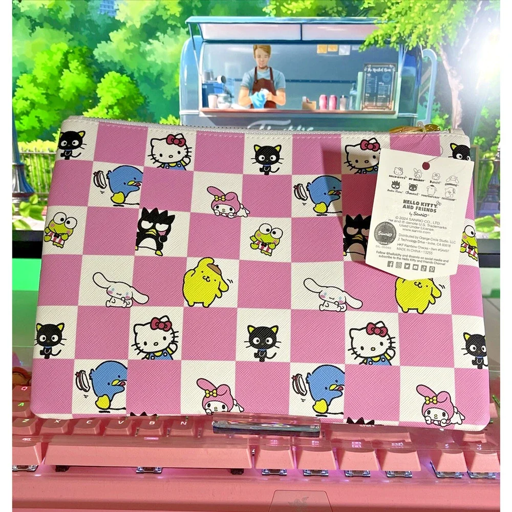 Hello Kitty & Friends Pencil Pouch Case Zipper 2024 Sanrio Large Pink White
